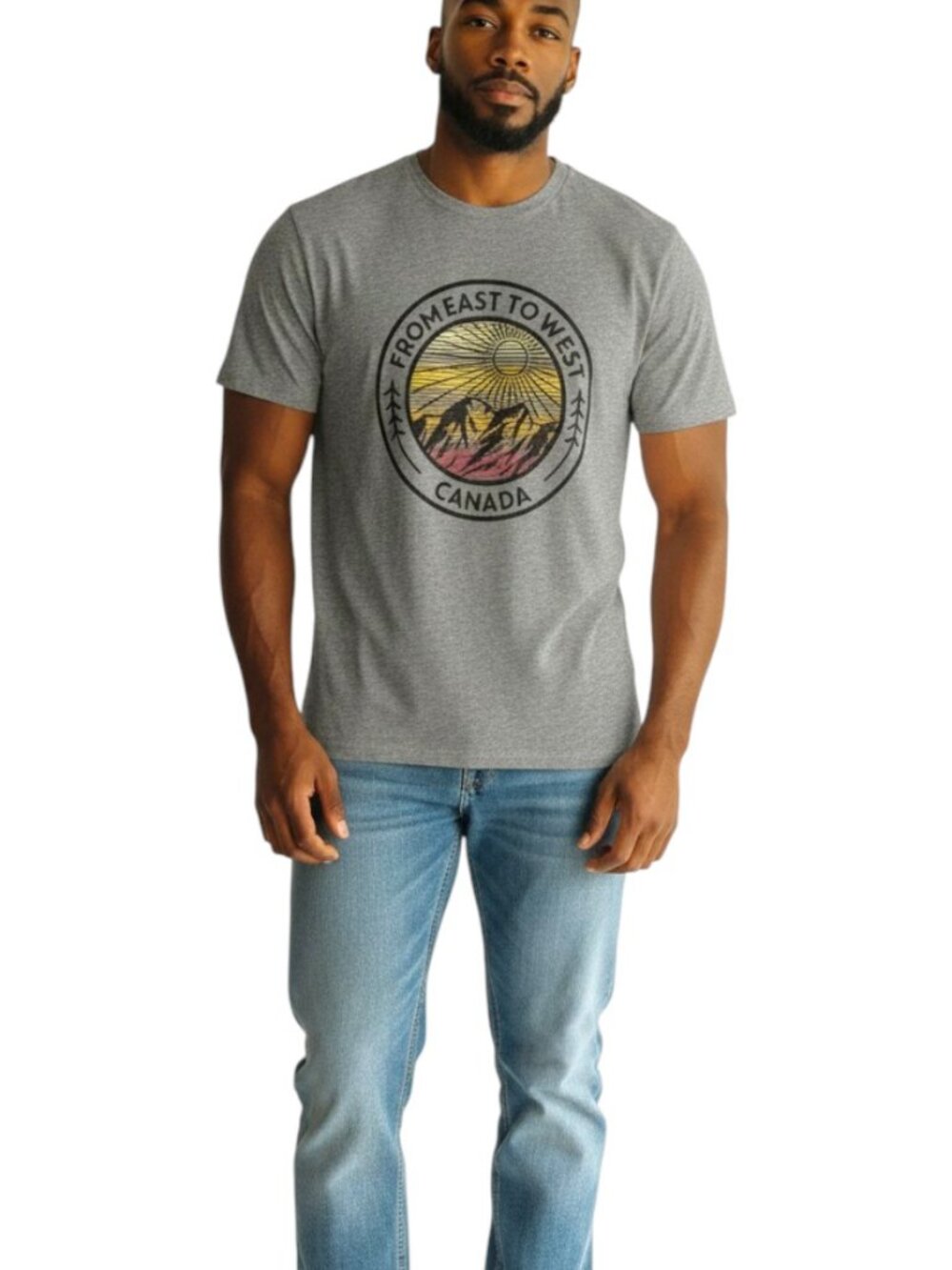 Old Navy Soft Washed T Shirt Gray Graphic Tee Mens XL Mountain Nature Canada